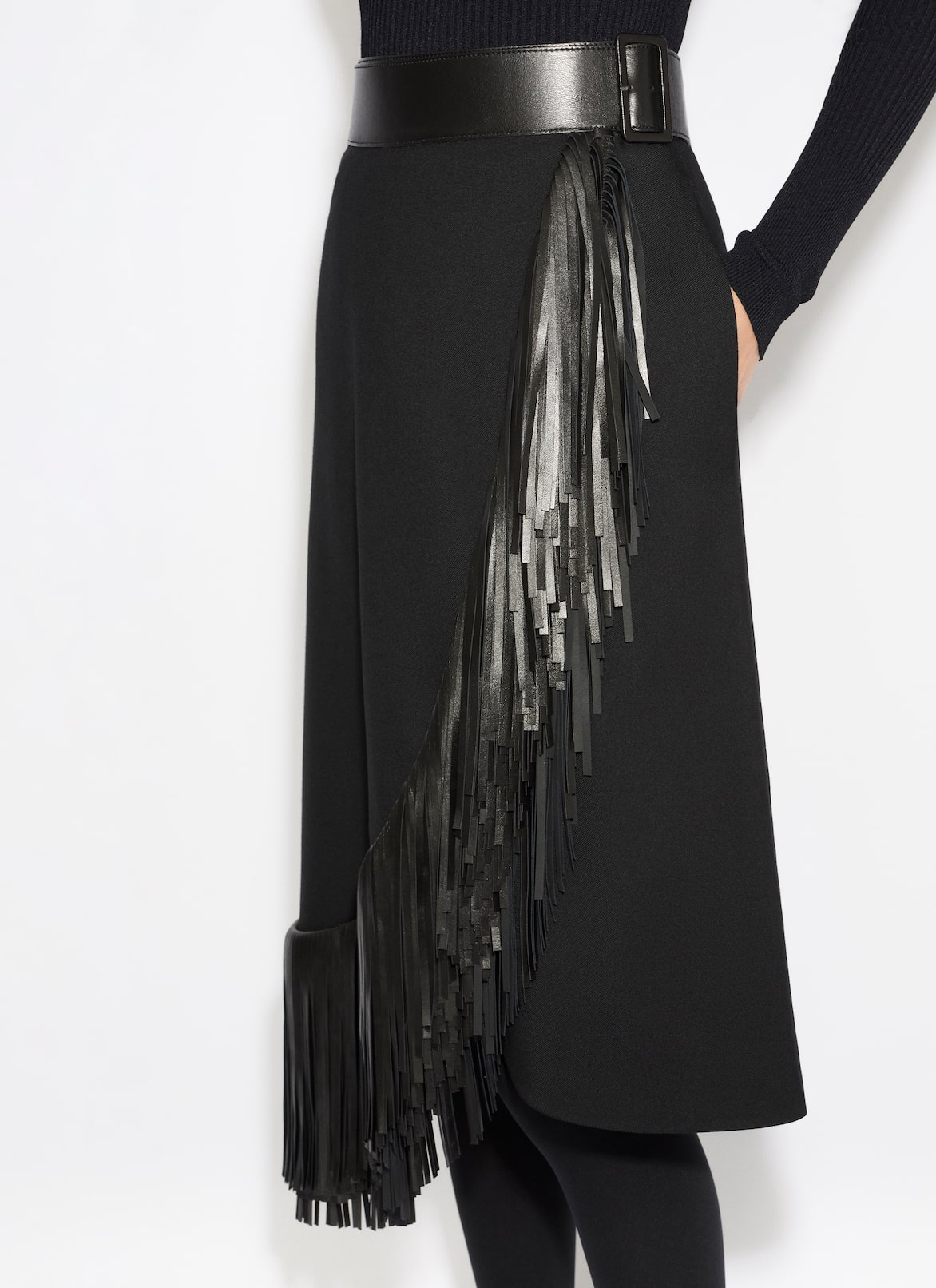 FRINGED WOOL SKIRT  ALAÏA  FRINGED WOOL SKIRT